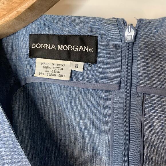 Chambray Embroidered Floral Shell Tank Fitted Sz 8 - Picture 9 of 9